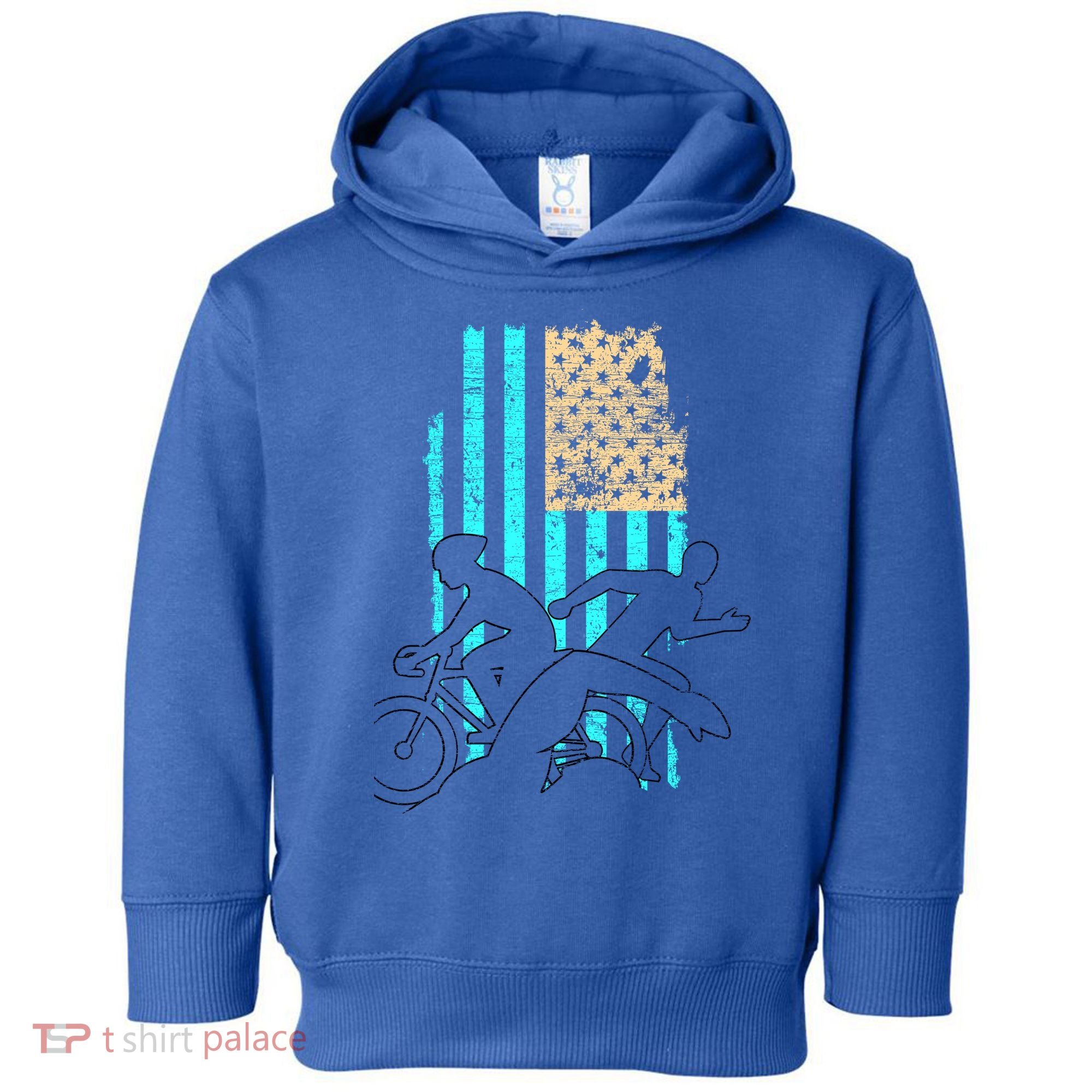 Usa Flag Triathlon Great Gift Swim Bike Run Toddler Hoodie