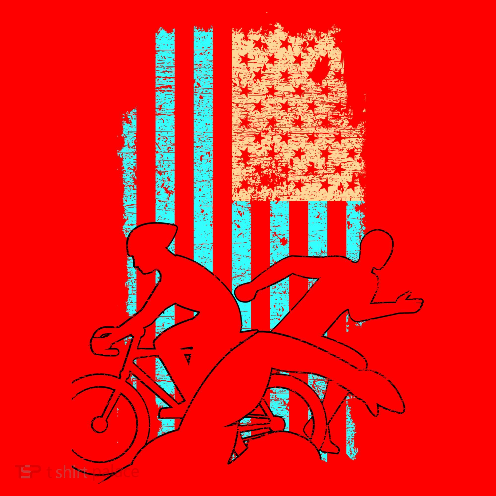 Usa Flag Triathlon Great Gift Swim Bike Run Santa Hat