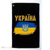 Ukraine Flag Trident Cyrillic Font Patriotic Ukrainians Gift Golf Towel thumb 0