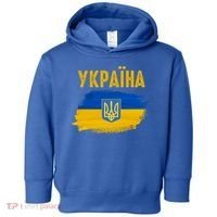 Ukraine Flag Trident Cyrillic Font Patriotic Ukrainians Gift Toddler Hoodie thumb 0