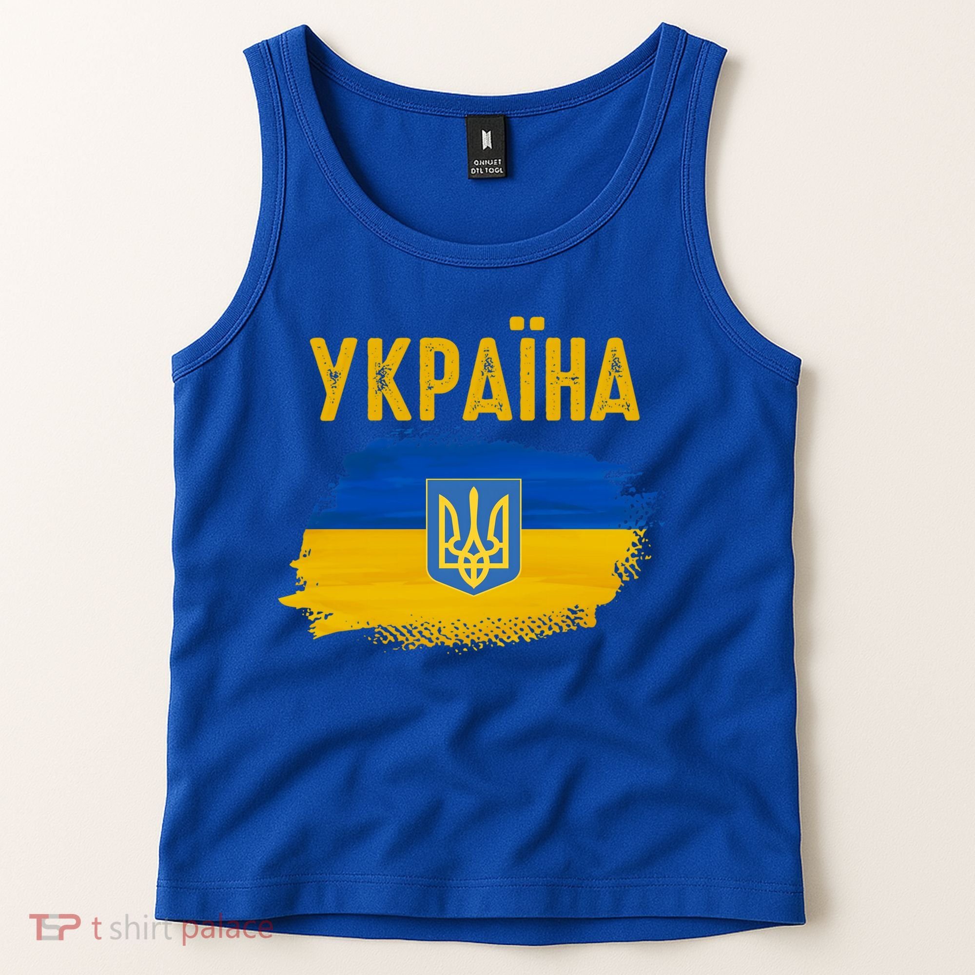 Ukraine Flag Trident Cyrillic Font Patriotic Ukrainians Gift Tank Top