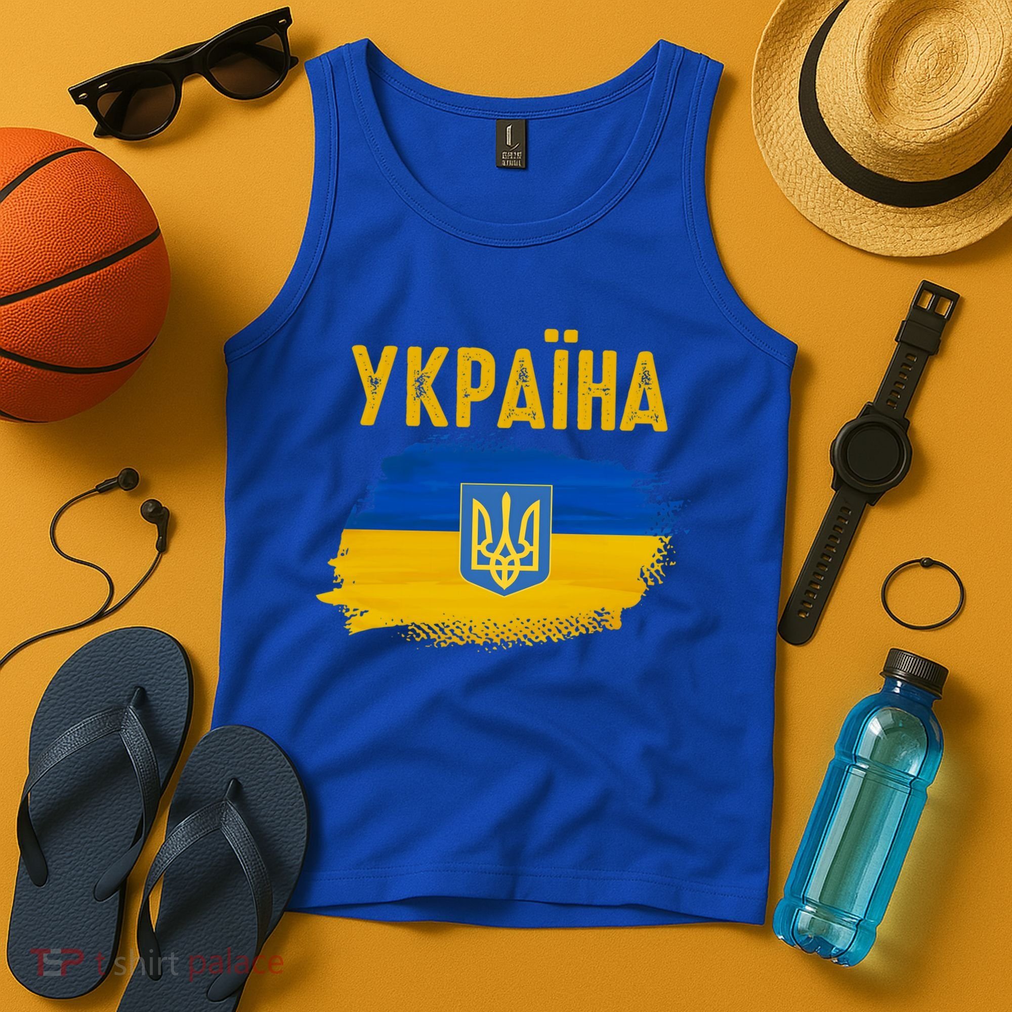 Ukraine Flag Trident Cyrillic Font Patriotic Ukrainians Gift Tank Top