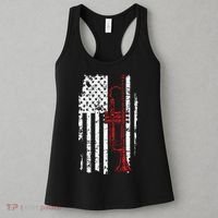 USA Flag Thin Red Line Jazz Music Gifts Trumpet Women's Tank Top thumb 3