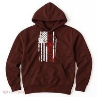 USA Flag Thin Red Line Jazz Music Gifts Trumpet Hoodie thumb 0