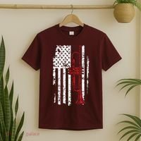 USA Flag Thin Red Line Jazz Music Gifts Trumpet T-Shirt thumb 2