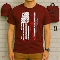 USA Flag Thin Red Line Jazz Music Gifts Trumpet T-Shirt thumb 6