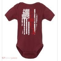 USA Flag Thin Red Line Jazz Music Gifts Trumpet Baby Bodysuit thumb 0