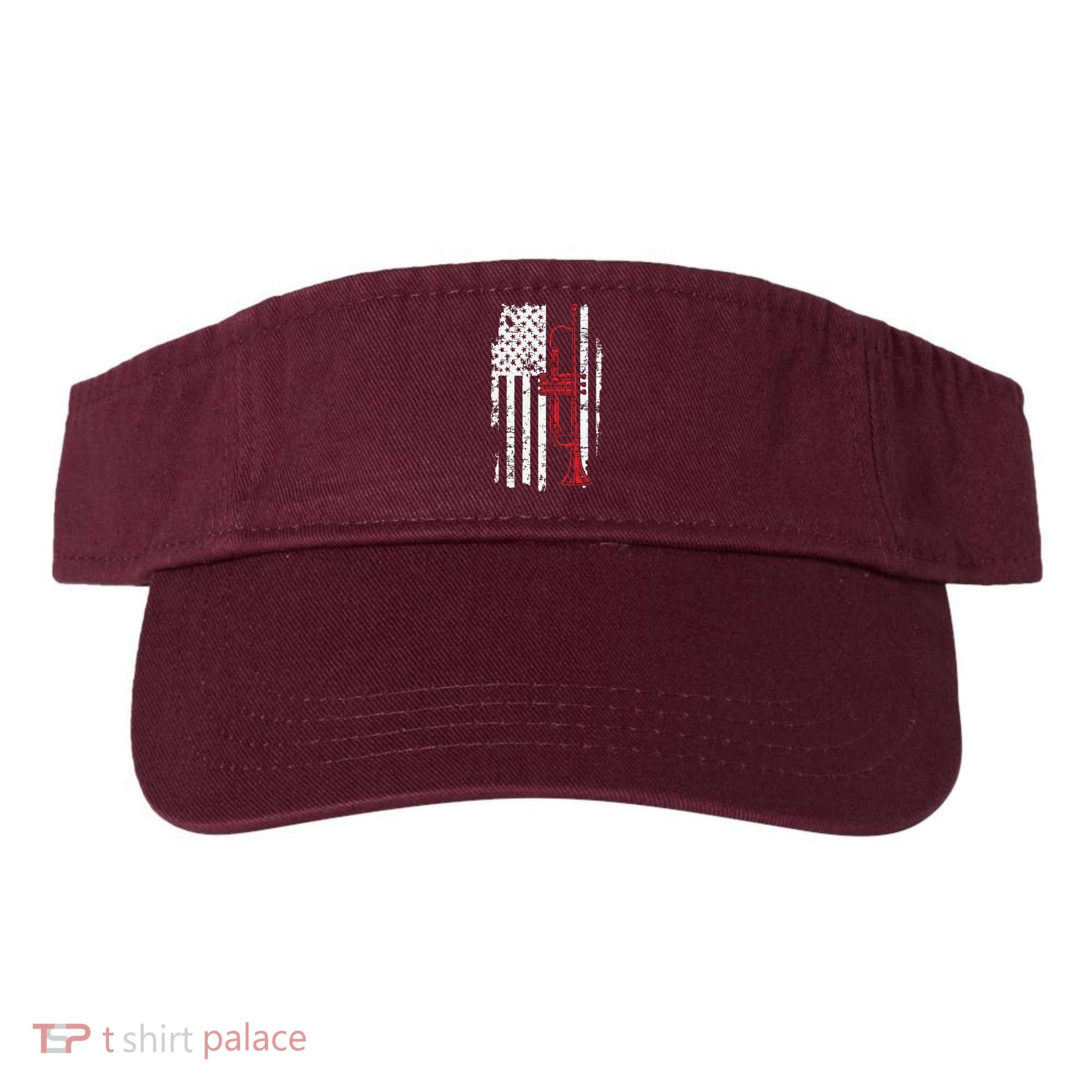 USA Flag Thin Red Line Jazz Music Gifts Trumpet Visor