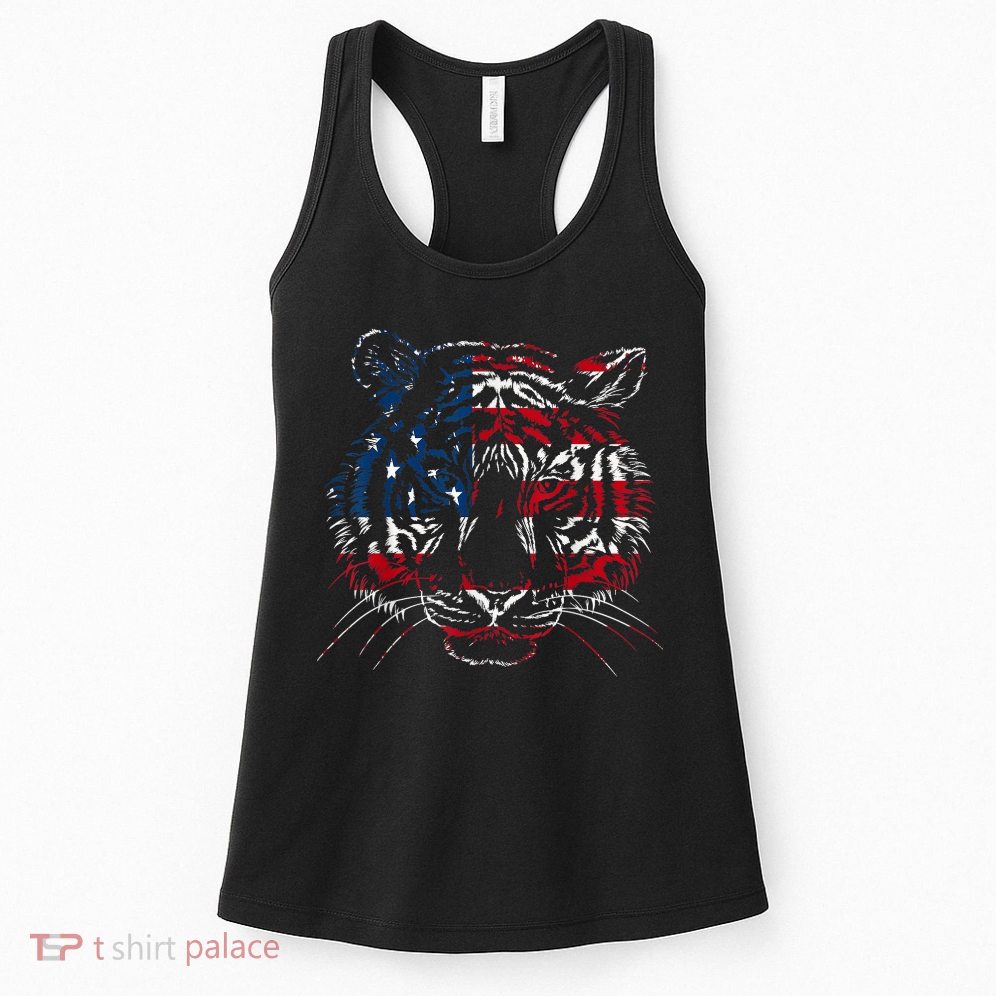 USA Flag Tiger Patriotic Independence Day 4th Of July Women's Tank Top