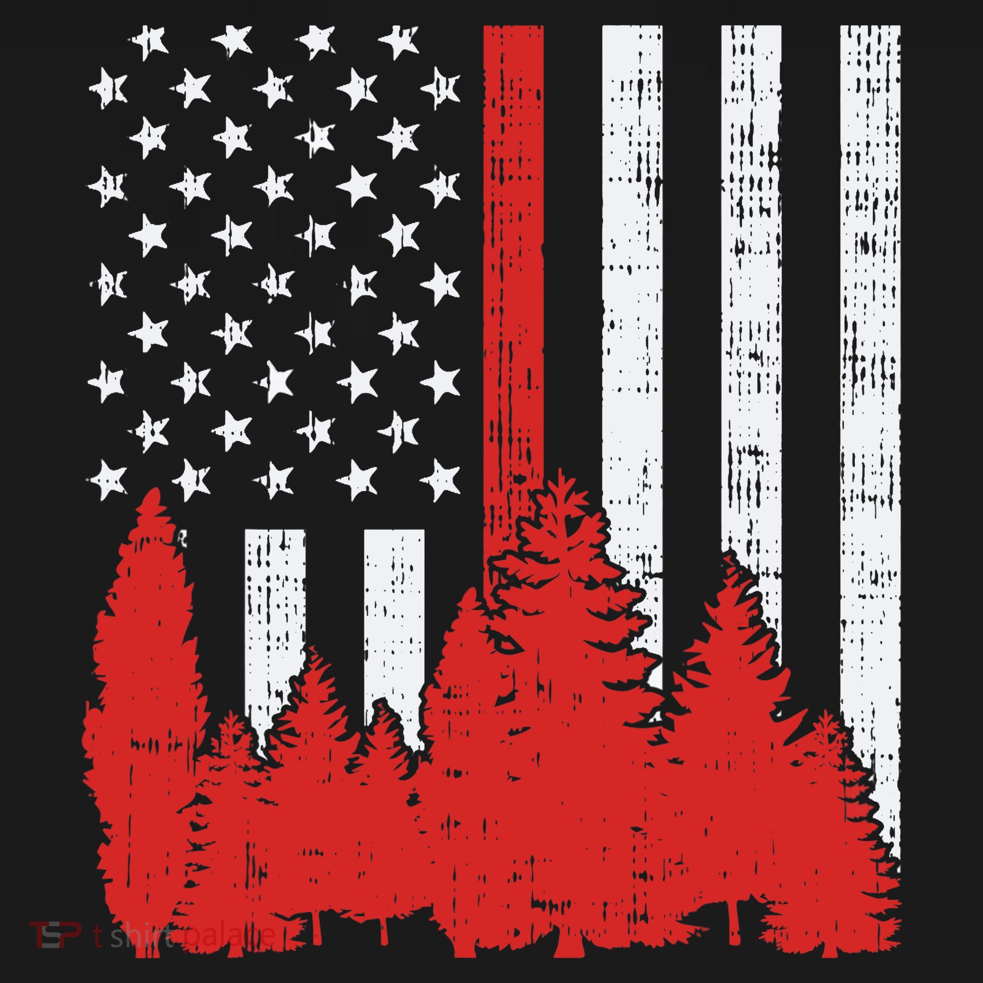 USA Flag Thin Red Line Forest Fire Wildland Firefighter Gift Backpack