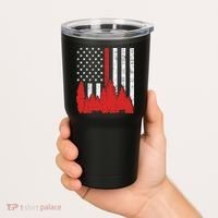 USA Flag Thin Red Line Forest Fire Wildland Firefighter Gift Tumbler thumb 2