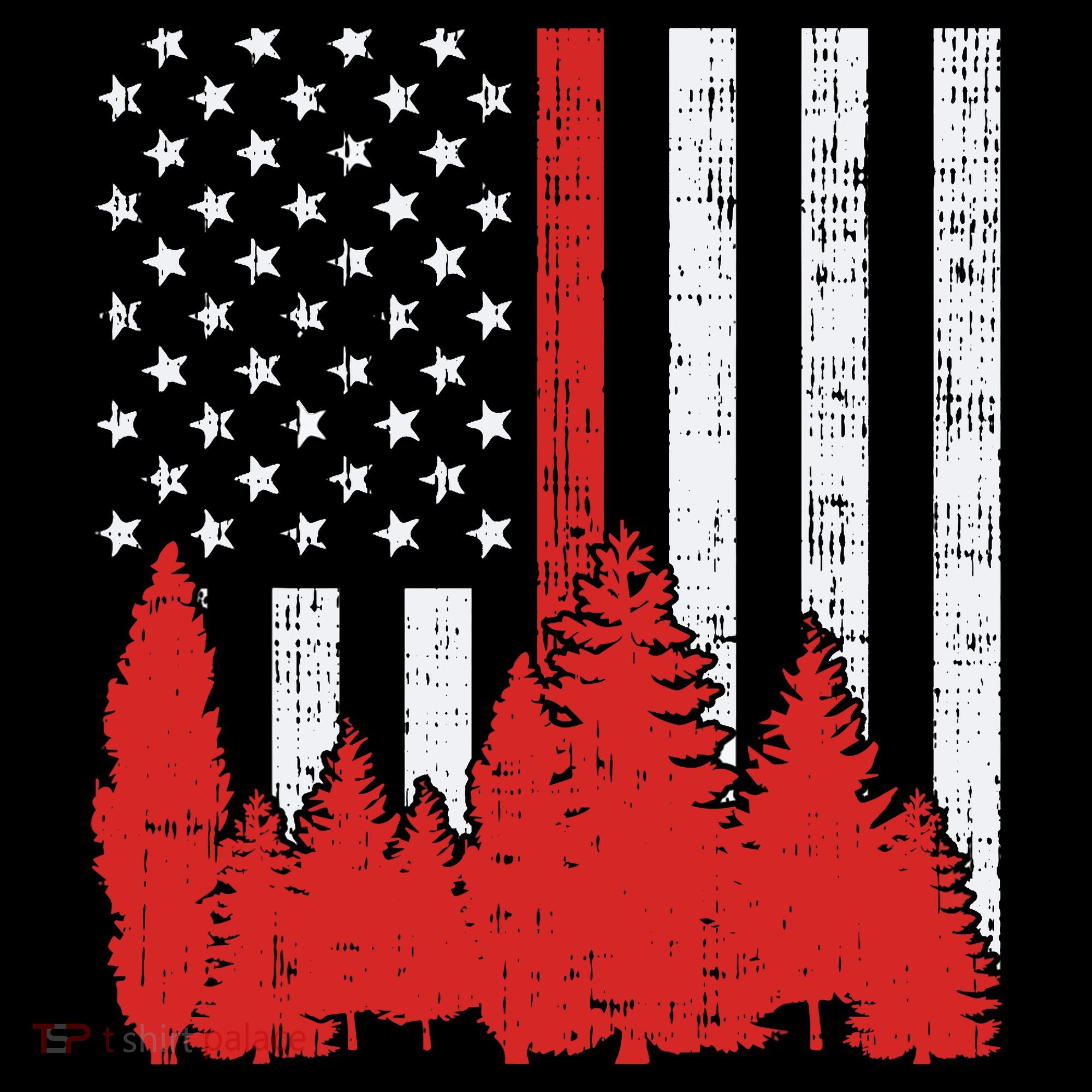 USA Flag Thin Red Line Forest Fire Wildland Firefighter Gift Ornament