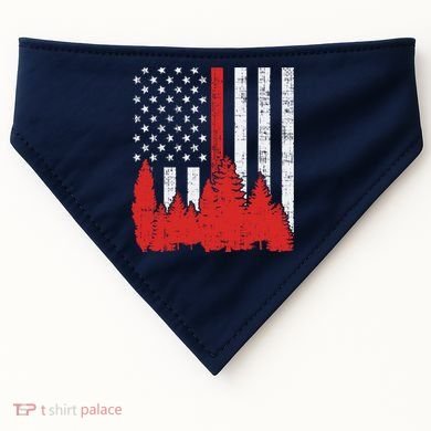 USA Flag Thin Red Line Forest Fire Wildland Firefighter Gift USA-Made Doggie Bandana