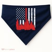 USA Flag Thin Red Line Forest Fire Wildland Firefighter Gift USA-Made Doggie Bandana thumb 0