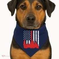 USA Flag Thin Red Line Forest Fire Wildland Firefighter Gift USA-Made Doggie Bandana thumb 1