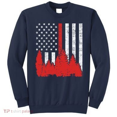 USA Flag Thin Red Line Forest Fire Wildland Firefighter Gift Sweatshirt