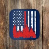 USA Flag Thin Red Line Forest Fire Wildland Firefighter Gift Coaster thumb 0
