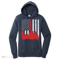 USA Flag Thin Red Line Forest Fire Wildland Firefighter Gift Women's Hoodie thumb 0