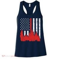 USA Flag Thin Red Line Forest Fire Wildland Firefighter Gift Women's Tank Top thumb 0