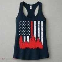 USA Flag Thin Red Line Forest Fire Wildland Firefighter Gift Women's Tank Top thumb 3
