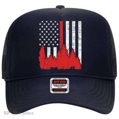 USA Flag Thin Red Line Forest Fire Wildland Firefighter Gift Hat