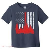 USA Flag Thin Red Line Forest Fire Wildland Firefighter Gift Toddler T-Shirt thumb 0