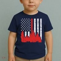 USA Flag Thin Red Line Forest Fire Wildland Firefighter Gift Toddler T-Shirt thumb 2