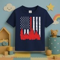 USA Flag Thin Red Line Forest Fire Wildland Firefighter Gift Toddler T-Shirt thumb 3