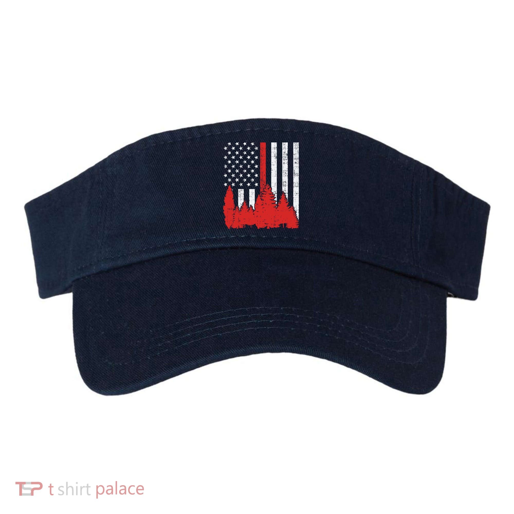 USA Flag Thin Red Line Forest Fire Wildland Firefighter Gift Visor