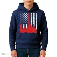 USA Flag Thin Red Line Forest Fire Wildland Firefighter Gift Kids Hoodie thumb 4