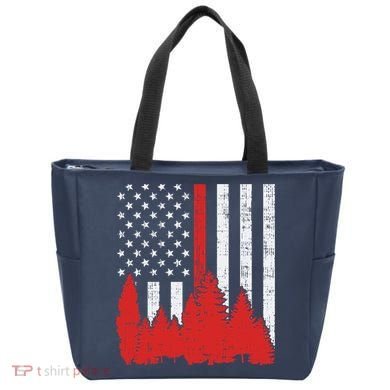 USA Flag Thin Red Line Forest Fire Wildland Firefighter Gift Tote Bag
