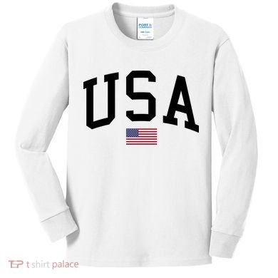 USA Flag Kids Long Sleeve Shirt