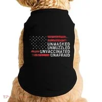 Us Flag Unmasked Unmuzzled Unvaccinated Unafraid Doggie Tank thumb 0