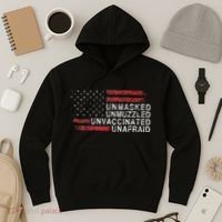 Us Flag Unmasked Unmuzzled Unvaccinated Unafraid Hoodie thumb 3
