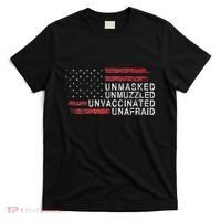 Us Flag Unmasked Unmuzzled Unvaccinated Unafraid T-Shirt thumb 0