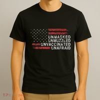 Us Flag Unmasked Unmuzzled Unvaccinated Unafraid T-Shirt thumb 3