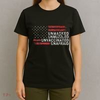 Us Flag Unmasked Unmuzzled Unvaccinated Unafraid T-Shirt thumb 4