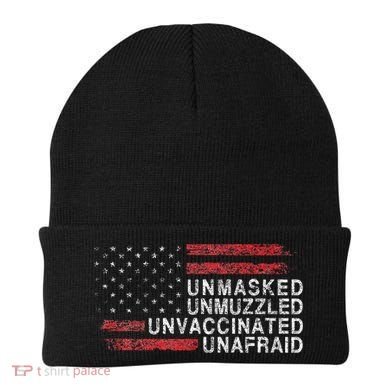 Us Flag Unmasked Unmuzzled Unvaccinated Unafraid Beanie