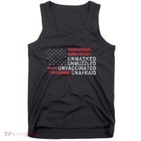 Us Flag Unmasked Unmuzzled Unvaccinated Unafraid Tank Top thumb 0