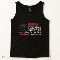 Us Flag Unmasked Unmuzzled Unvaccinated Unafraid Tank Top thumb 2