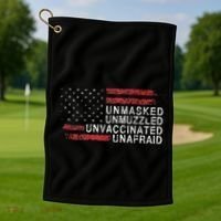 Us Flag Unmasked Unmuzzled Unvaccinated Unafraid Golf Towel thumb 1