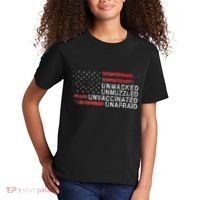 Us Flag Unmasked Unmuzzled Unvaccinated Unafraid Kids T-Shirt thumb 2