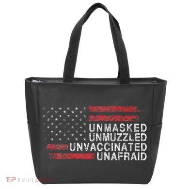 Us Flag Unmasked Unmuzzled Unvaccinated Unafraid Tote Bag