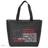 Us Flag Unmasked Unmuzzled Unvaccinated Unafraid Tote Bag thumb 0