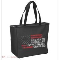 Us Flag Unmasked Unmuzzled Unvaccinated Unafraid Tote Bag thumb 2