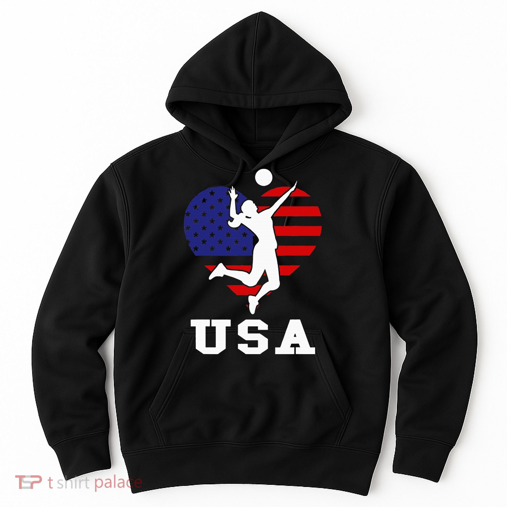 Usa Flag Volleyball Support Usa Team Volleyball Hoodie