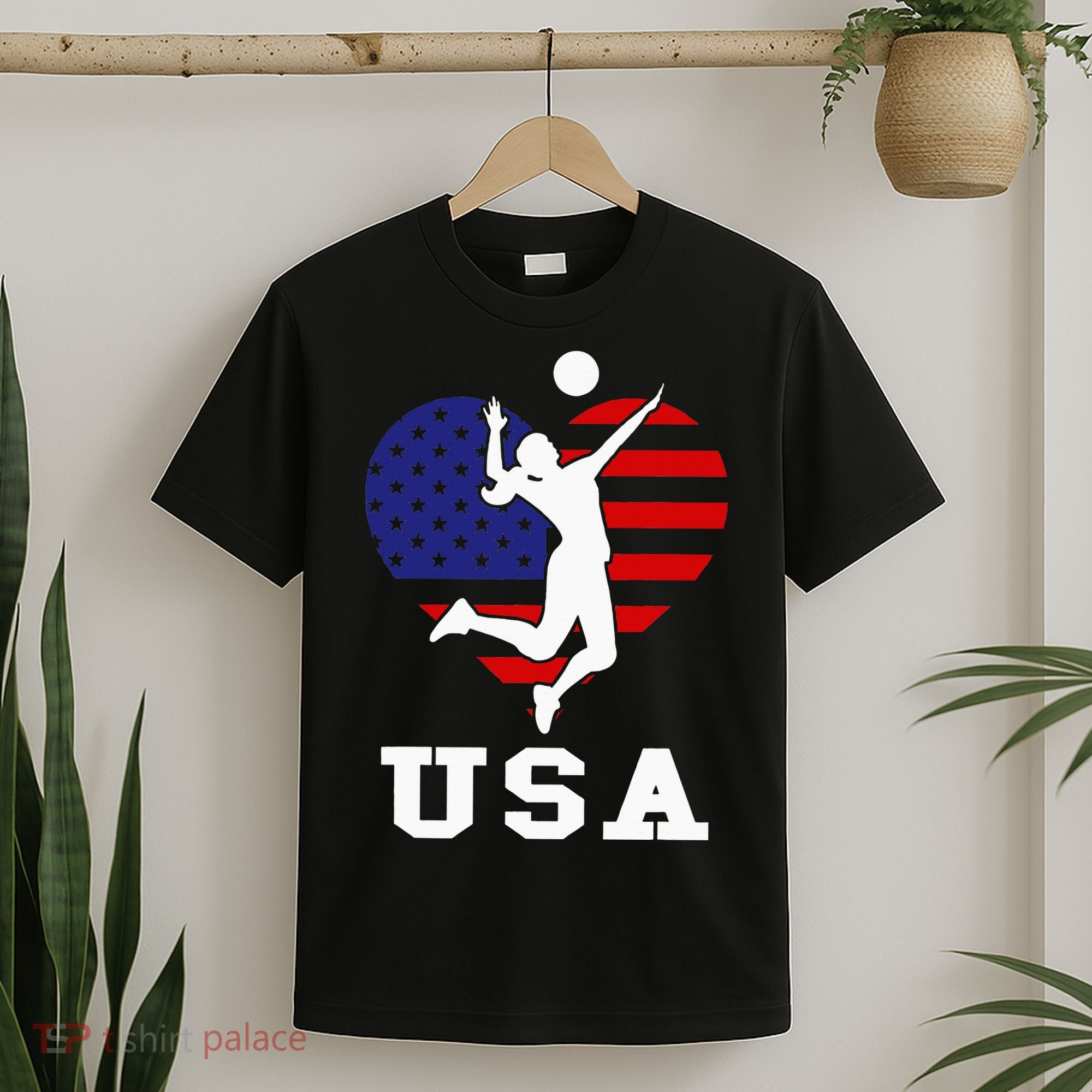 Usa Flag Volleyball Support Usa Team Volleyball T-Shirt