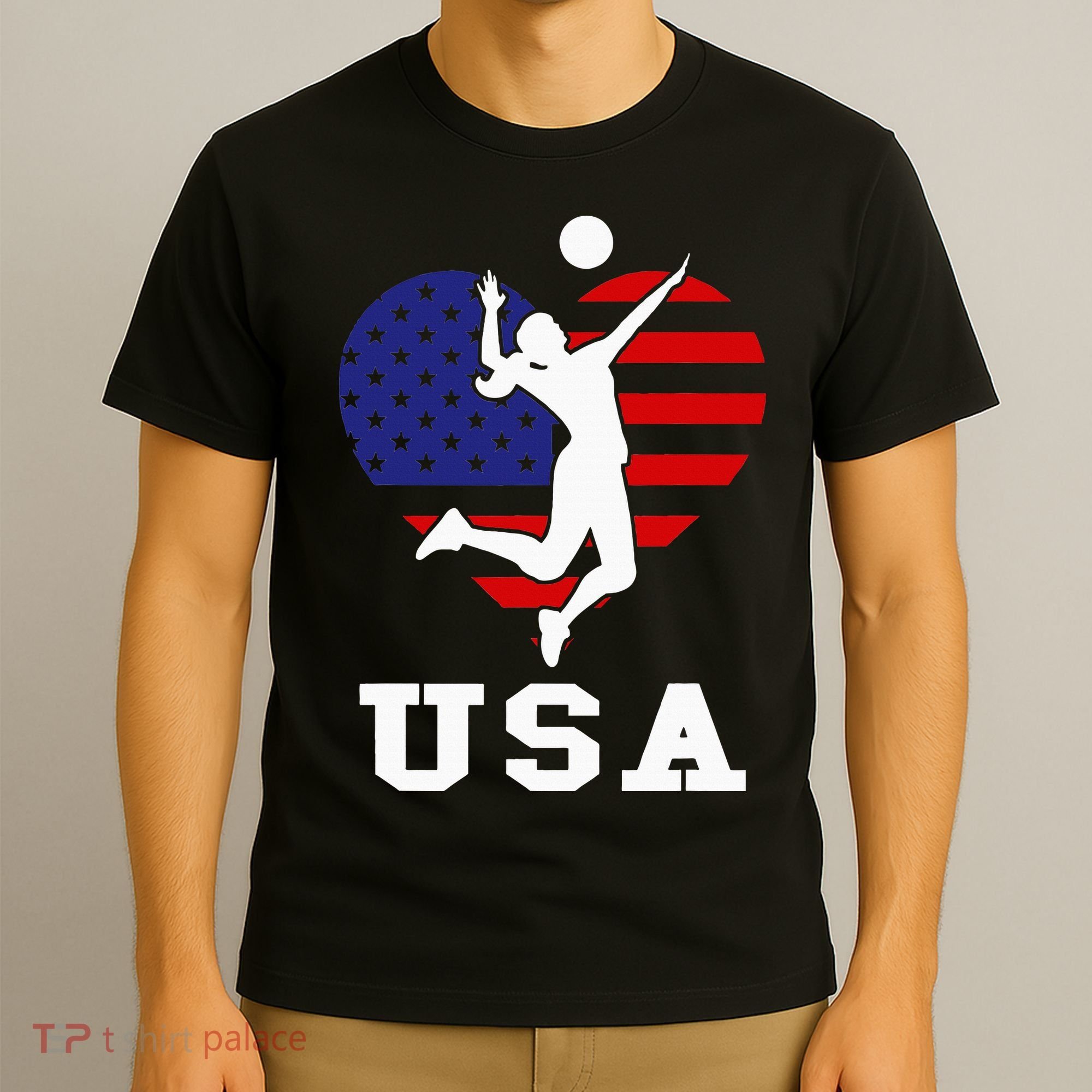 Usa Flag Volleyball Support Usa Team Volleyball T-Shirt