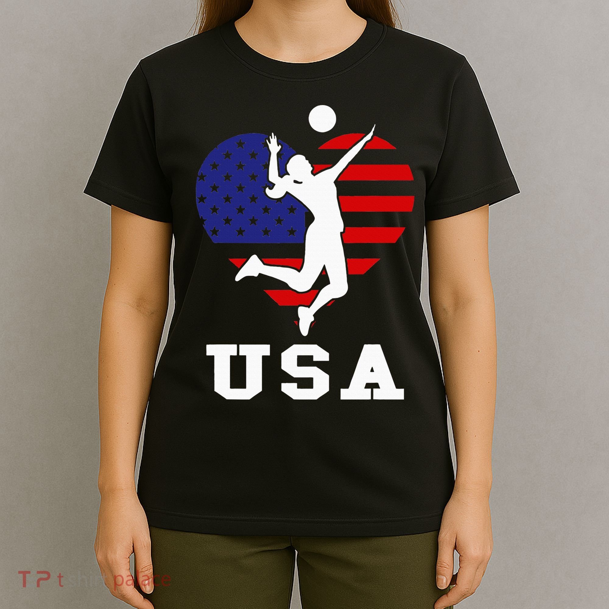Usa Flag Volleyball Support Usa Team Volleyball T-Shirt