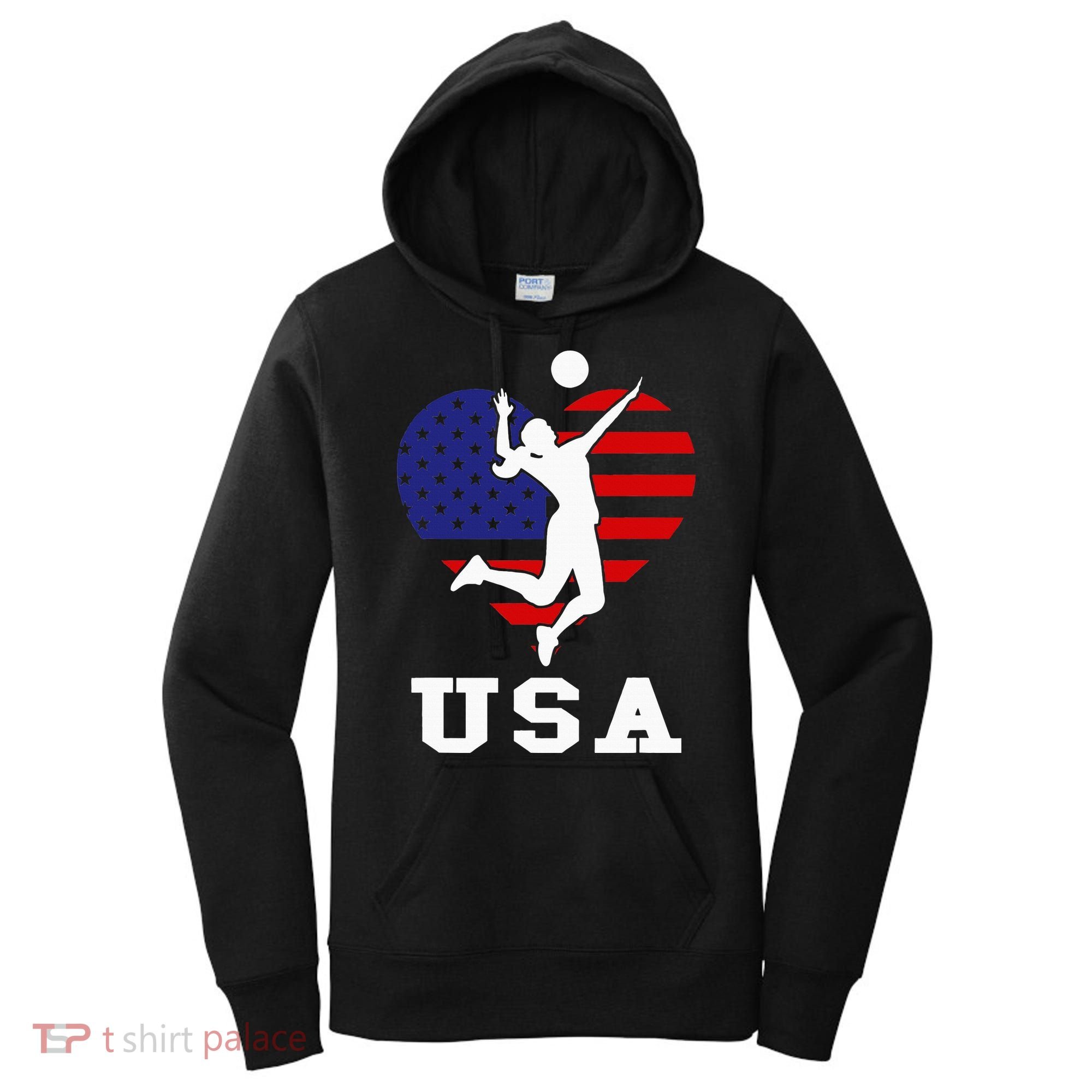 Usa Flag Volleyball Support Usa Team Volleyball Women's Hoodie